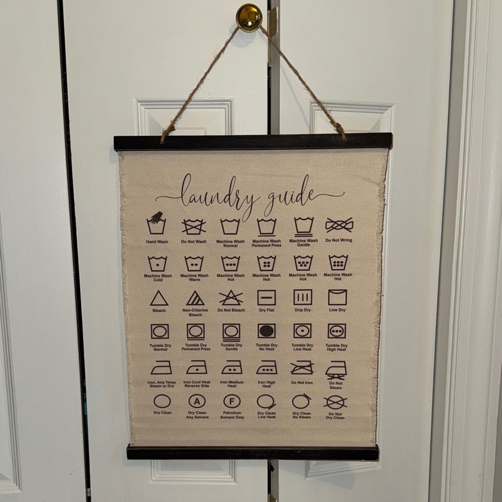 Laundry Guide Wall Hanging - Neutral Canvas Sign